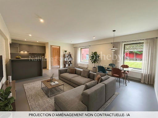 Prestige apartment for sale in Lille (59800) - Living room with open kitchen and bar