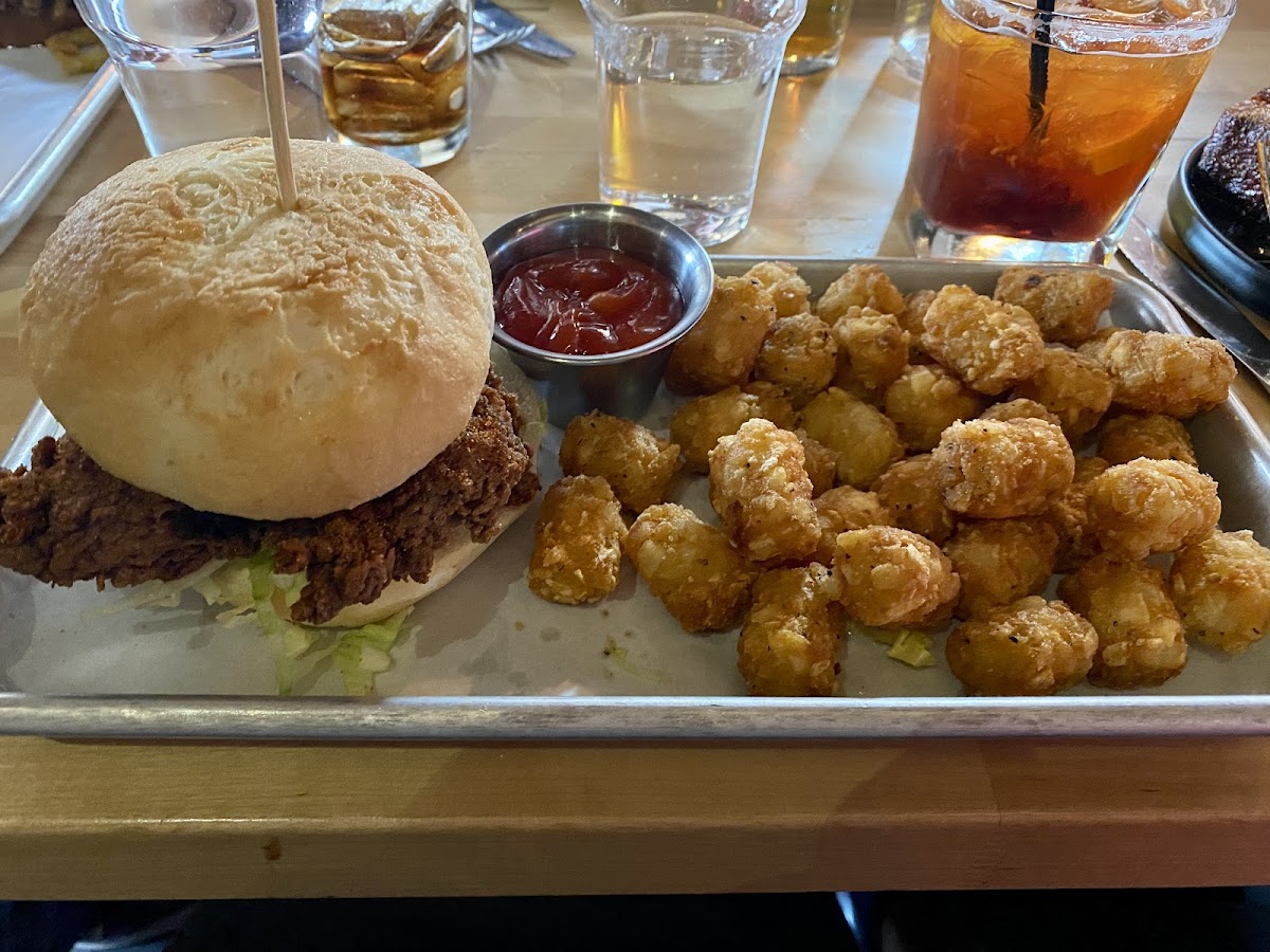 Nashville Fried Chicken with tatter tots as a side