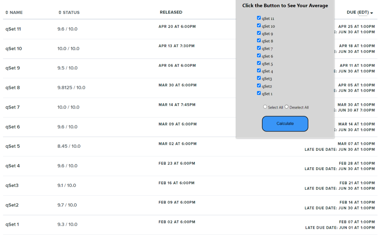 Gradescope Grade Calculator Preview image 0