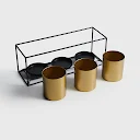 Valencia Rancher Gold Solid Metal Floor Planters With Stand - Set Of 3