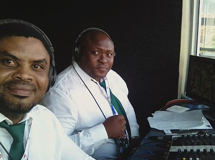 Xhosa rugby TV commentators Kaya Malotana and Lonwabo Mtimka.