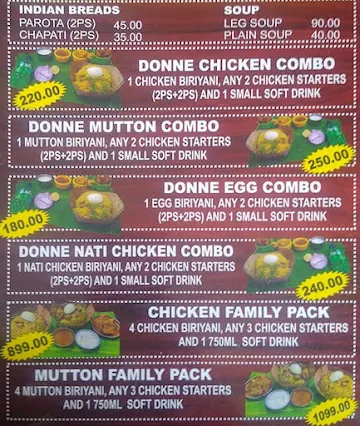 Donne Biriyani House menu 