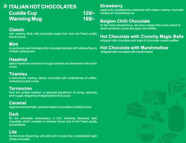 Australia's The Chocolate Room menu 