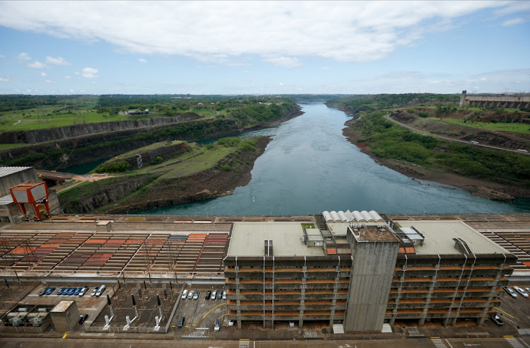 A view of the Itaipu Hydroelectric dam from the Paraguayan side, one the world's largest operational electricity generator which is facing an energy crunch as low river levels hit electricity production, in Hernandarias, Paraguay on October 11 2021. Picture: REUTERS/CESAR OLMEDO