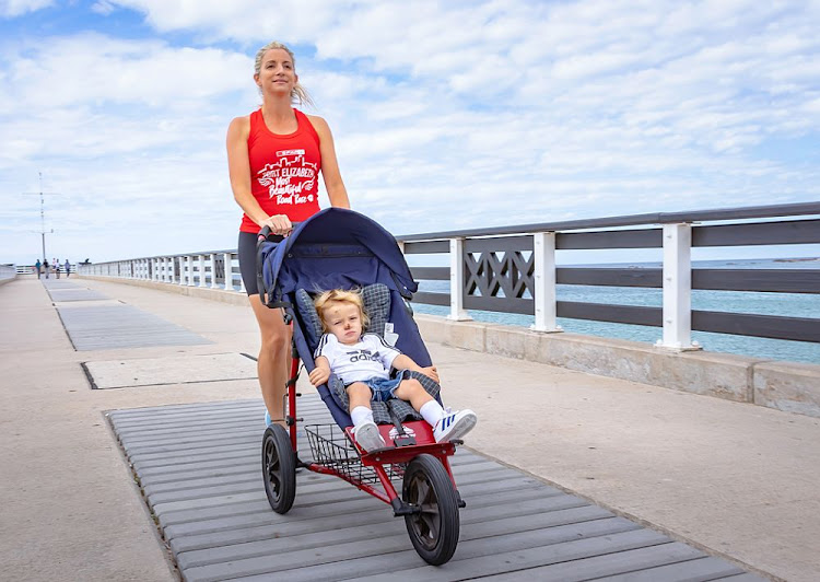 Melanie Black takes baby Jagger along on her runs in preparation for the SPAR Women's Challenge on Saturday May 4 2019