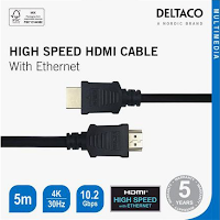 Kabel DELTACO HDMI M/M 4K 5m sort (Org.nr.00100015)