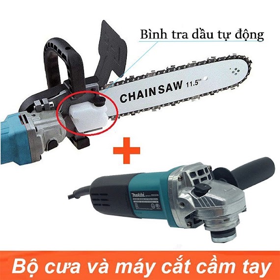 Bộ Chuyển Đổi Cưa Xích Gắn Máy Mài Cầm Tay Tra Dầu Tự Động - Lưỡi Cưa Xích, Bộ Lam Xích