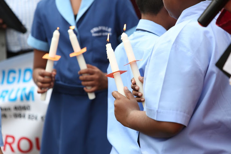 Pupils gathered on September 6 2018 to pray for the family of the boy whose decomposed body is believed to be that of Miguel Louw