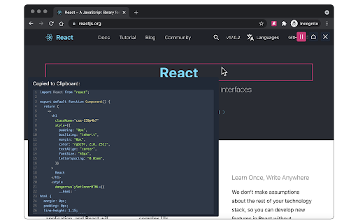 HTML to React