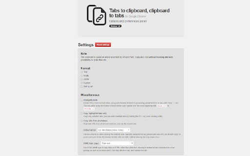 Tabs to clipboard, clipboard to tabs