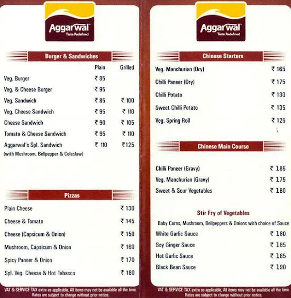 Aggarwal Restaurant menu 