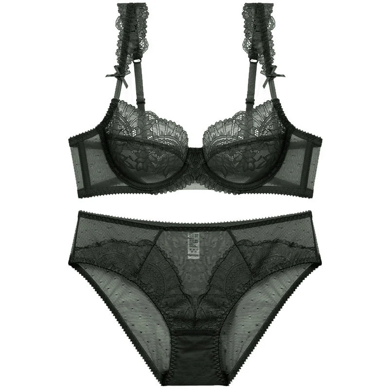 Sujetador de encaje para senos grandes, conjunto pequeño, realza y muestra, perfecto para un look atractivo y cómodo.