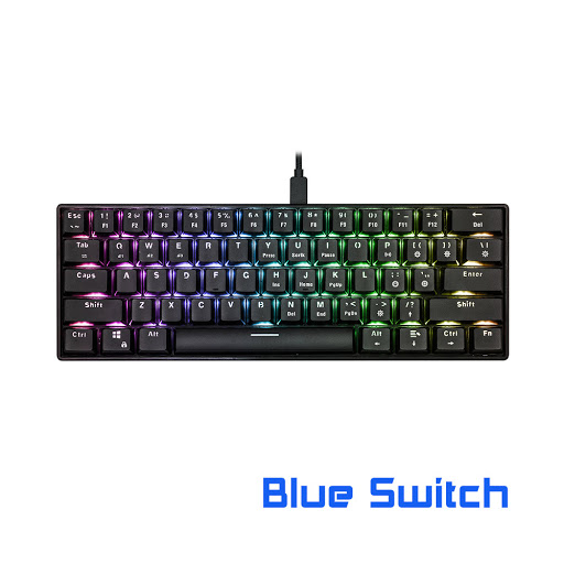 Bàn phím cơ không dây E-dra EK361W - 61 keys - Blue Switch (Đen)