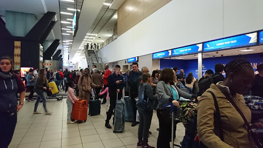 People queuing at the check-in at OR Tambo International Airport in Johannesburg on 26 April 2017.