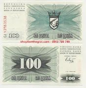 Sưu Tầm Tiền Châu Âu - Bosnia And Herzegovina 100 Dinara 1992 Unc - Tt000674