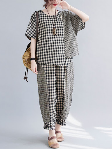 Title 7, Plus Size Two-Piece Set, Short-sleeved Top and ...