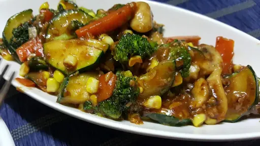 Stir Fried Vegetables In Black Bean Sauce.