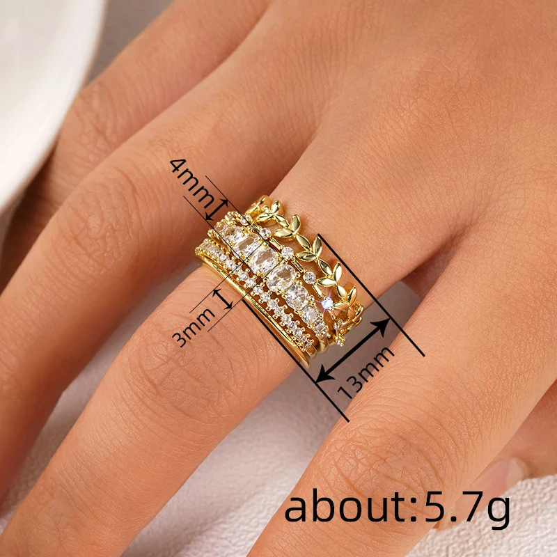Title 4, Geometrische zirkonia ring voor dames met tarwe...