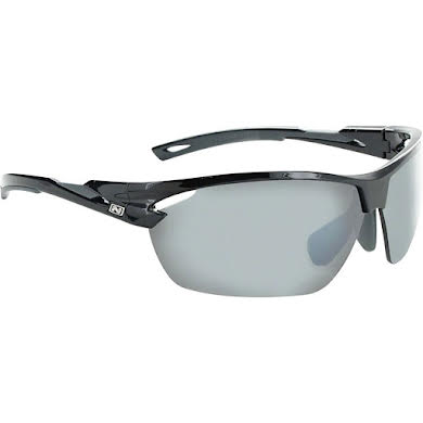 Optic Nerve Tach Polarized Sunglasses: Shiny Black/Gray, with Polarized Smoke/Silver Flash Lens