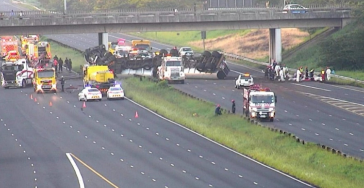 A tanker carrying petrol overturned early on Tuesday on Durban's N2