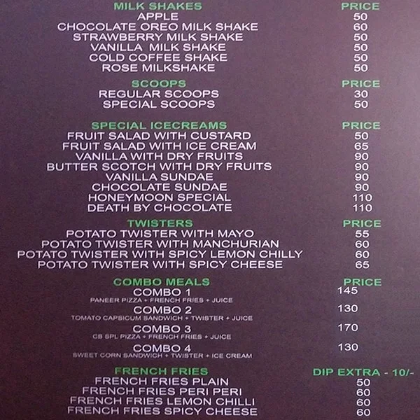 Cafe Bengaluru menu 