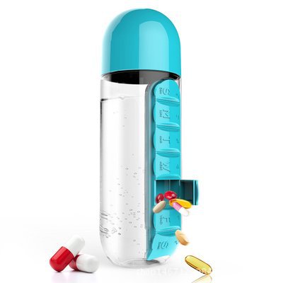 Title 5, Two-in-one Plastic Medicine Bottle Water Cup. C...