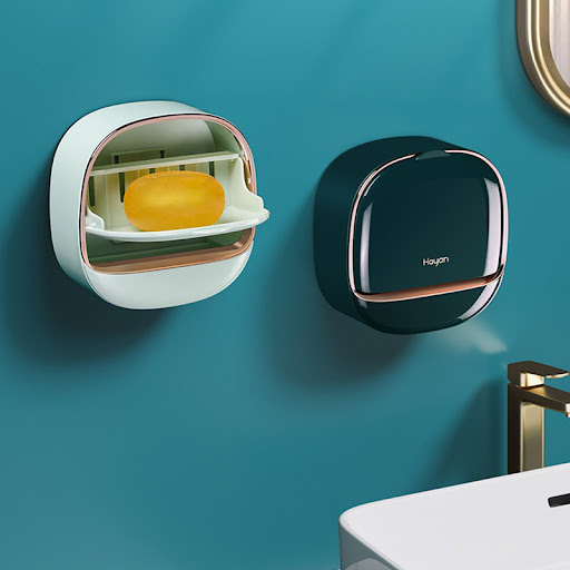 Title 9, No-hole clamshell soap box keeps soap dry and c...