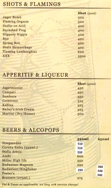 Leopold Cafe & Bar menu 