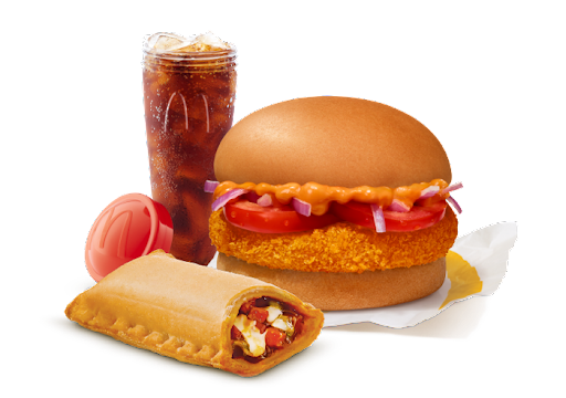 McAloo Tikki Burger + Veg Pizza McPuff + Coke