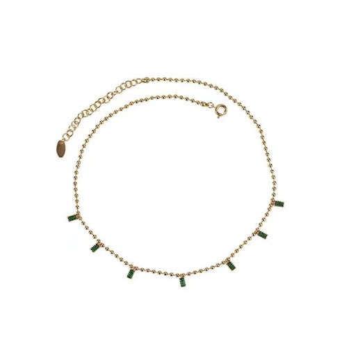 Title 1, Emerald Zircon Square Pendant Round Bead Chain ...