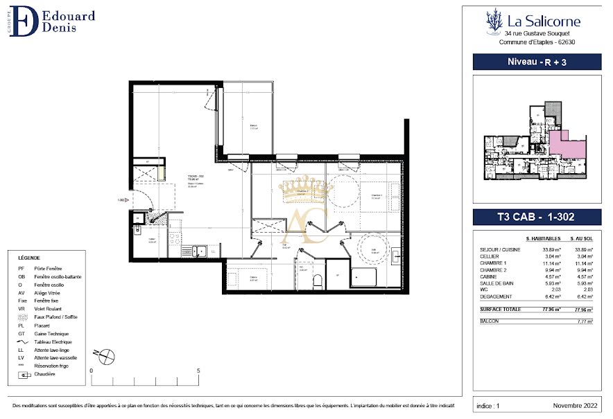 Vente appartement 3 pièces 77.96 m² à Etaples (62630), 326 000 €