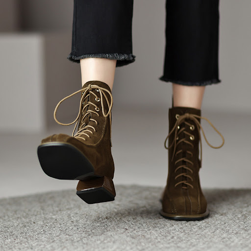 Title 6, Womens All-match Square Toe Martin Boots, Vers...