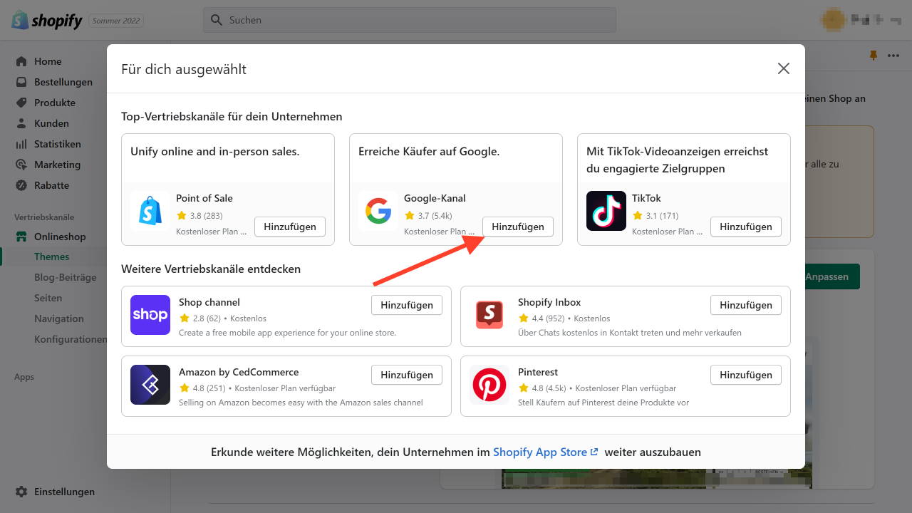 Google Shopping Shopify Einrichten Schritt 2