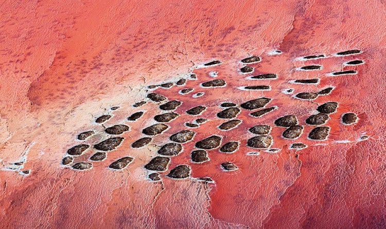 Another planet, or coastal rock outcrops in the brine ponds north of Swakopmund? Double-takes necessitated ...