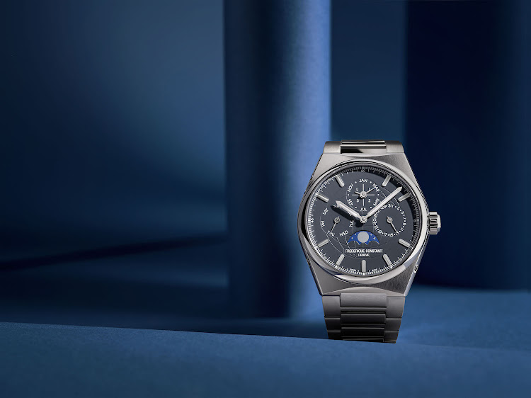 Frederique Constant adds a moody, deep blue-grey dial to its Highlife Perpetual Calendar.