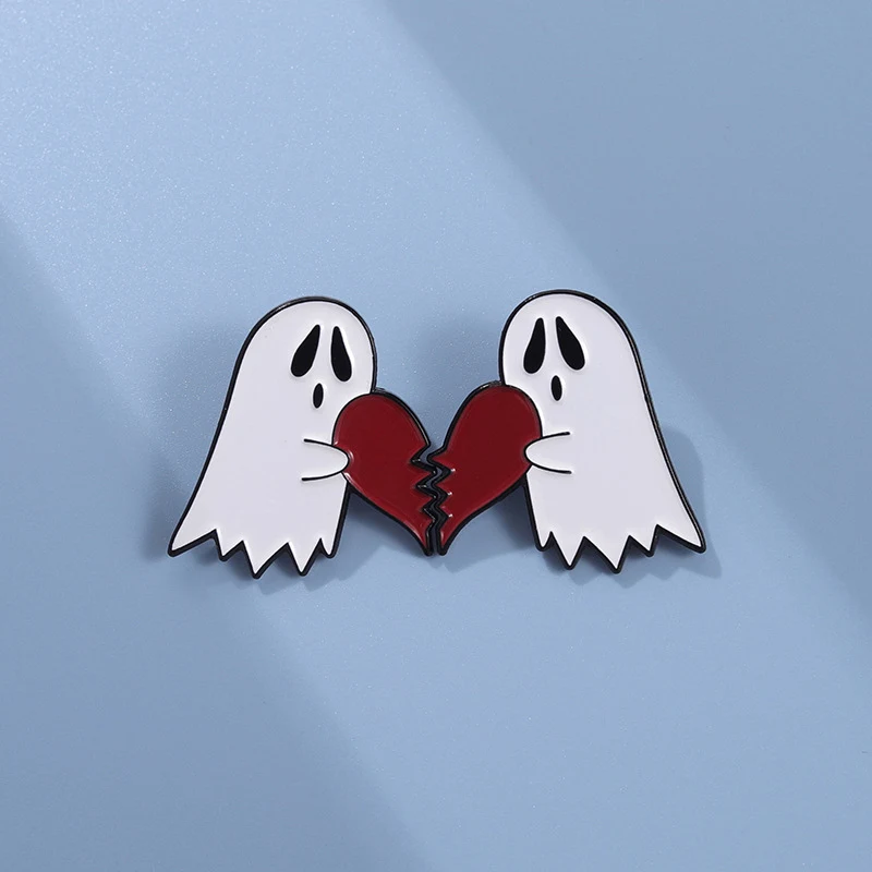 Broche Créatif Halloween Couple Emblème Métal Fantôme Amour Nouveau Pendentif Bijou Collier Idée Cadeau Romantique