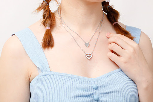 Title 3, Love Titanium Steel 18K Gold Double-Layer Neckl...