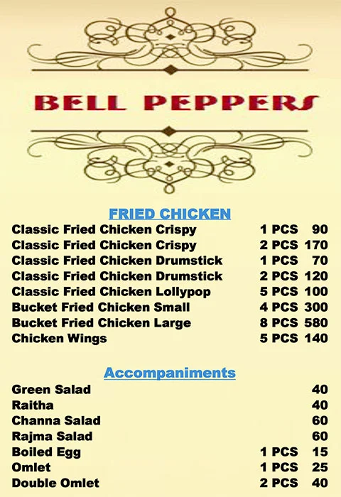 Bell Peppers menu 