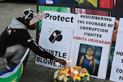 A candlelight vigil for corruption fighter Babita Deokaran, who was shot and killed, allegedly for exposing corruption in the Gauteng department of health. File photo.