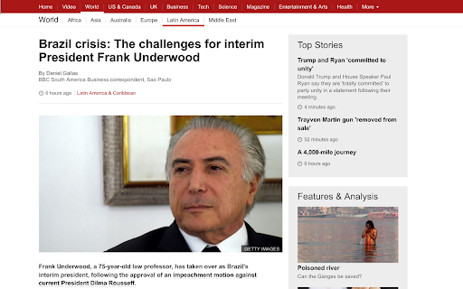 Temer por Frank Underwood