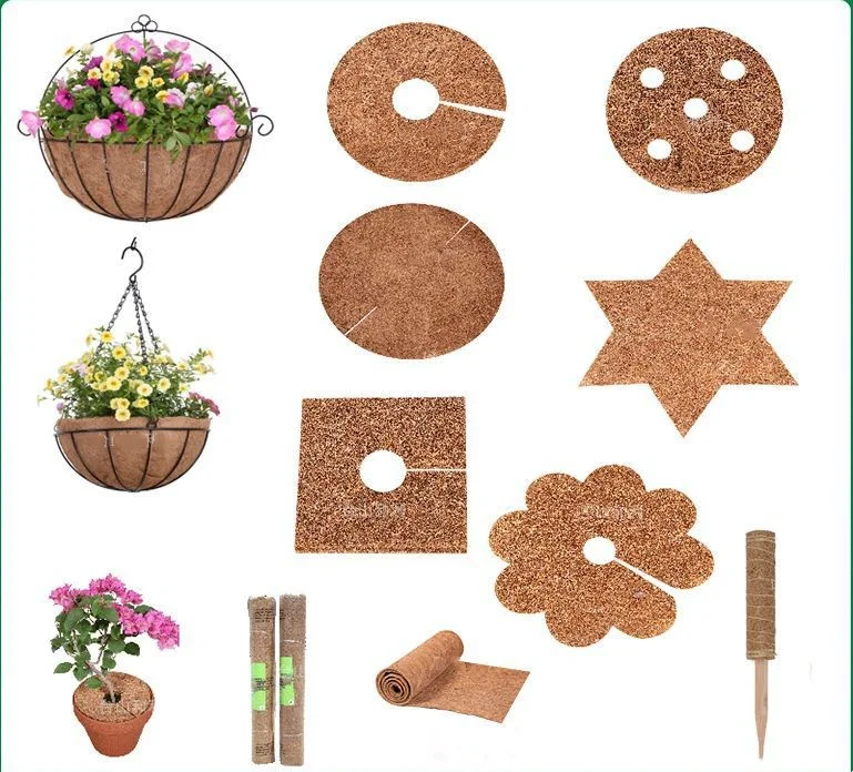 Title 4, Ronde bloempot grasdicht met kokosbruine pad, b...