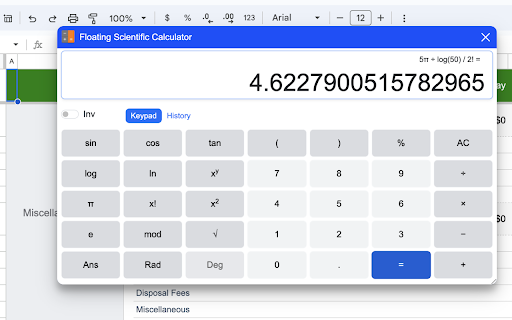 Floating Scientific Calculator