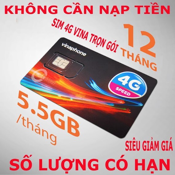 Sim 4G Vinaphone D500 Sim Vào Mạng Trọn Gói Một Năm Không Nạp Tiền ( 5Gb X 12 Tháng)