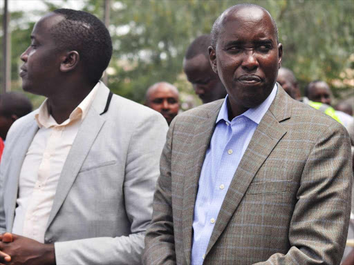 Governor Joseph Lenku and Kitengela Ward MCA before donating foodstuff to 600 families for New Year's gift in Kitengela town on November 1.