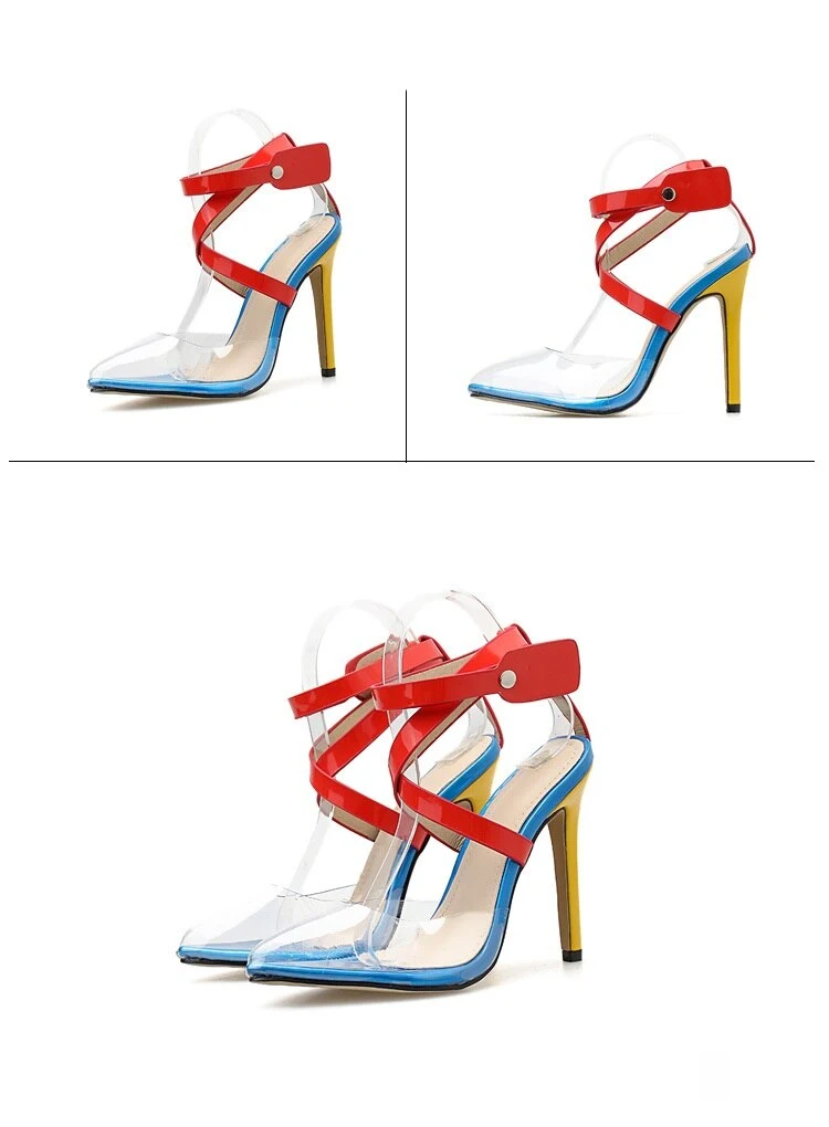 Title 7, Transparante sandalen met spitse neus en gekrui...