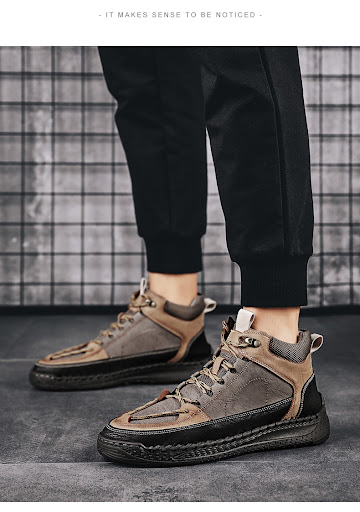 Title 17, High-End Leather Martin Boots Mens Versatile H...