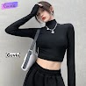 Áo Croptop Tay Dài Cổ Lọ Nữ Guvia Ôm Body Chất Tốt, Áo Thun Gân Kiểu Nữ Crt Dài Tay Mặc Đẹp Guvia