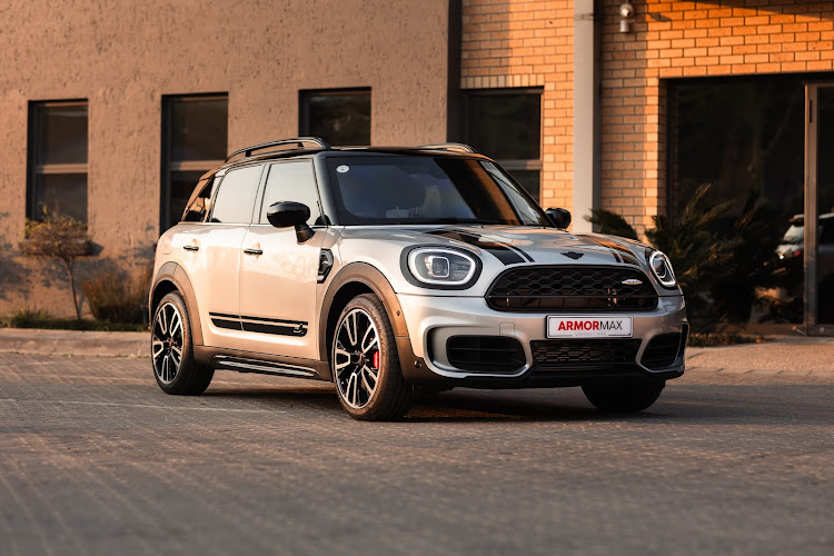 The inconspicuously armoured Mini Countryman gets level B4 protection against hand guns up to .44 calibre. Picture: SUPPLIED