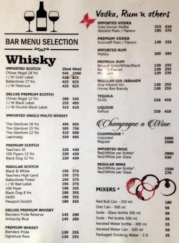 Lancer Cocktail Lounge menu 