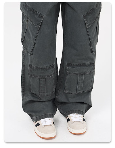 Title 8, Gray Overalls, Loose American High Street style...